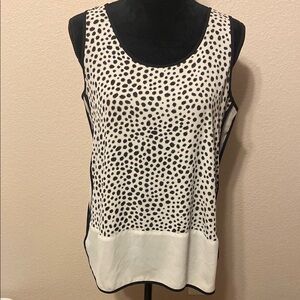LOFT Polka Dot Sleeveless Top - Black and White